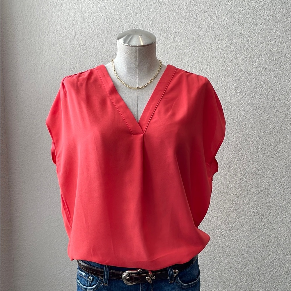 Banana Republic Elegant Coral V-Neck Women's Top